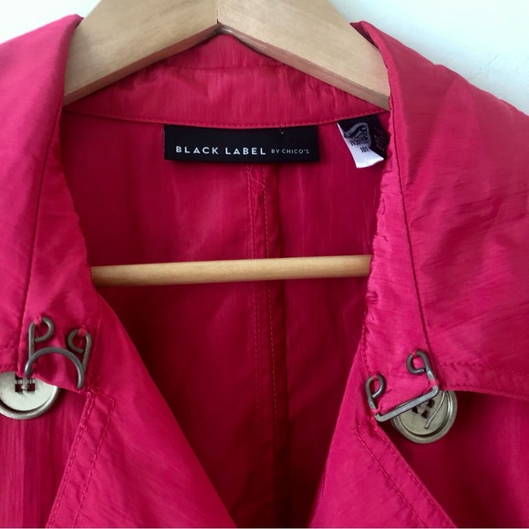 Chico’s Black Label Fuchsia Trench Coat Size Large 12 - Picture 4 of 10